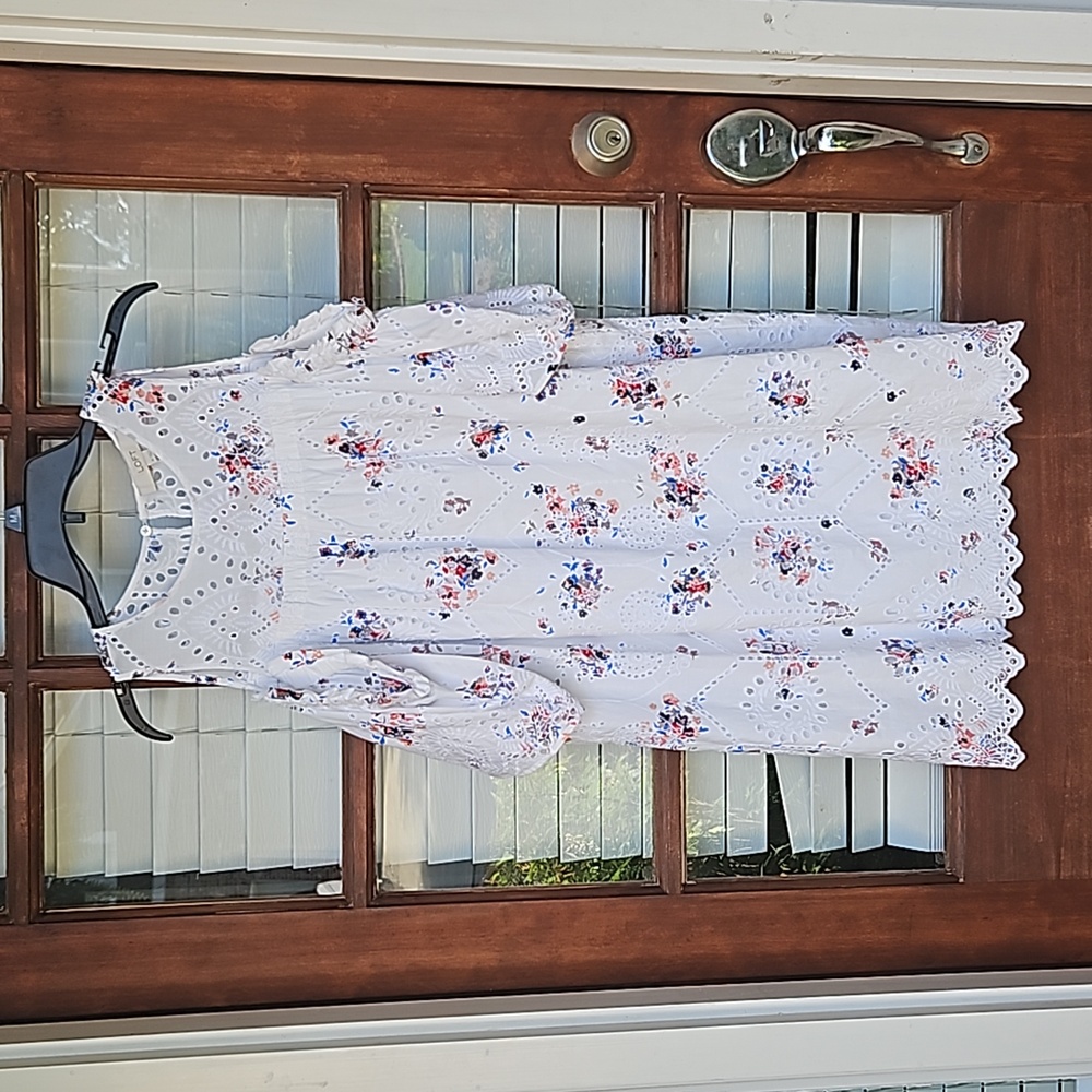 Loft Floral Cold Shoulder Eyelet Summer Dress - Picture 4 of 7